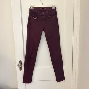 J Brand Super Skinny Jeans in Burgundy